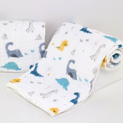 Elinfant – langes en mousseline 100% coton pour bébé, couvertures colorées pour -né, doux, 6 couches, 1 pièce: dinosaur