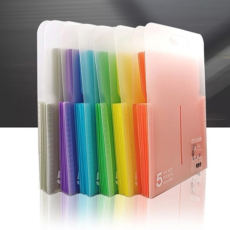 Portable Organ Bag Document Bag File Folder Expanding Wallet 5 Grid A4 Organizer Paper Holder Office School Supplies