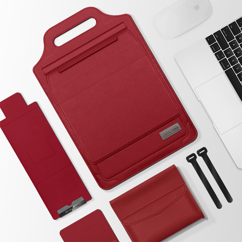 Bärbar multifunktionell laptopväska med justerbart laptopstativ och telefonställ för apple, macbook och huawei: Plommon / 1-5 celler