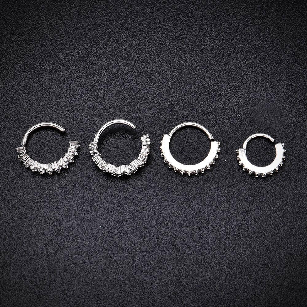 Silver Hoop Nose Ring Daith Snug Piercing Tragus Helix Cartilage Earring body jewelry for women septum ring ear gauges
