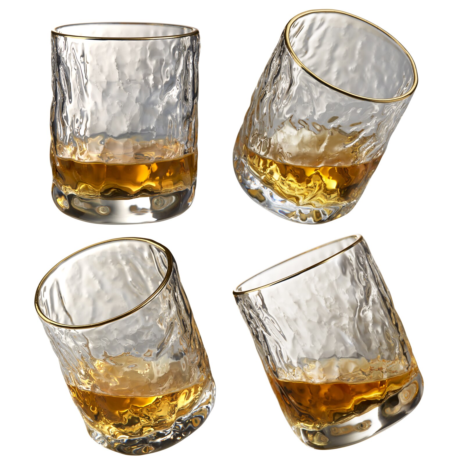 Old Fashioned Glasses, Whiskey Glasses Set of 4, 10 oz Rocks Lowball Bar Glasses For Scotch, Stemless Wine Glass