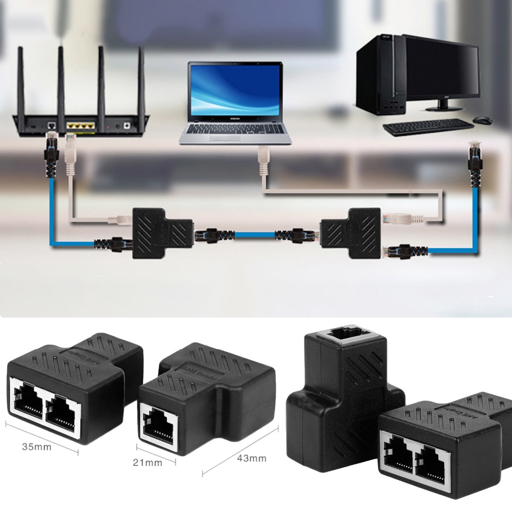 VONETS 1 naar 2 Manier RJ45 Netwerk Kabel Splitter Adapter Vrouwelijke LAN Ethernet Socket Connector Adopter Extender Accessoires