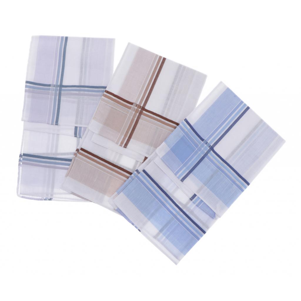 Set Of 3 Cotton Handkerchiefs For Men, Simple And Classic Plaid