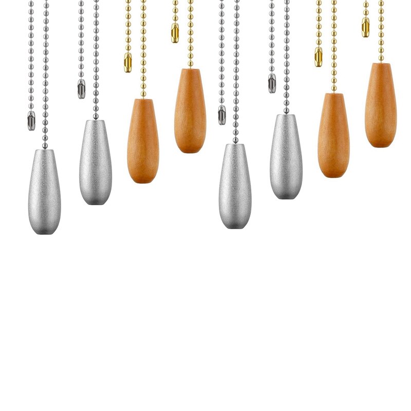 8 Pieces Ceiling Fan Chain Pulls Wooden Pull Chain Extension Pull Chain For Ceiling Light Lamp (Silver And Wood Color): Default Title