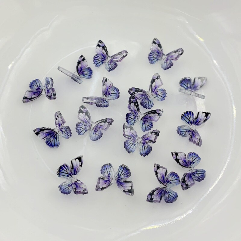 Stijl 8 Kleur Vlinder Nail Art Strass 3D Hars Vlinder Nail Decoratie Materialen Diy Nail Accessoires 10 Stks/partij: E628