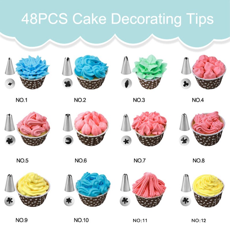 48 Stks/set Rvs Icing Piping Nozzles Pastry Tips Set Cake Monden Diy Cake Decorating Gereedschap Keuken Bakken Accessoires