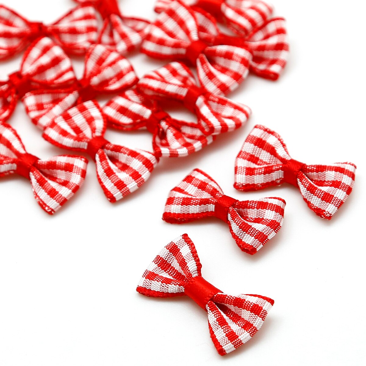 3X1.5cm mini kolorowe pled łuk satynowa wstążka kokardka dla DIY dziewczyna spinki i odzieży zdobienie rzemiosło akcesoria: czerwony