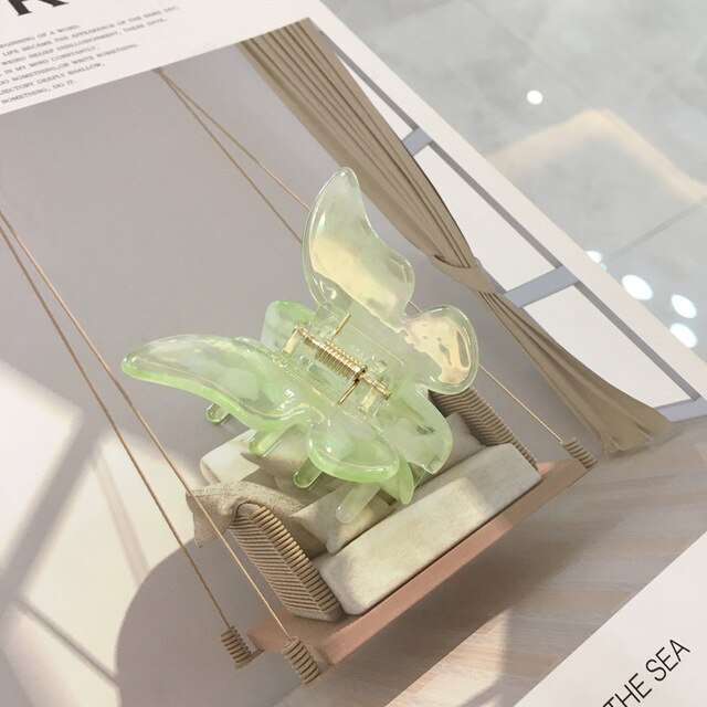 Acetaat Hars Haar Klauw Vlinder Haarspeld Clip Vrouwen Meisjes Zoete Fee Gradiënt Tie-Dye Haar Klauw Styling Gereedschap Barrette: Apple green