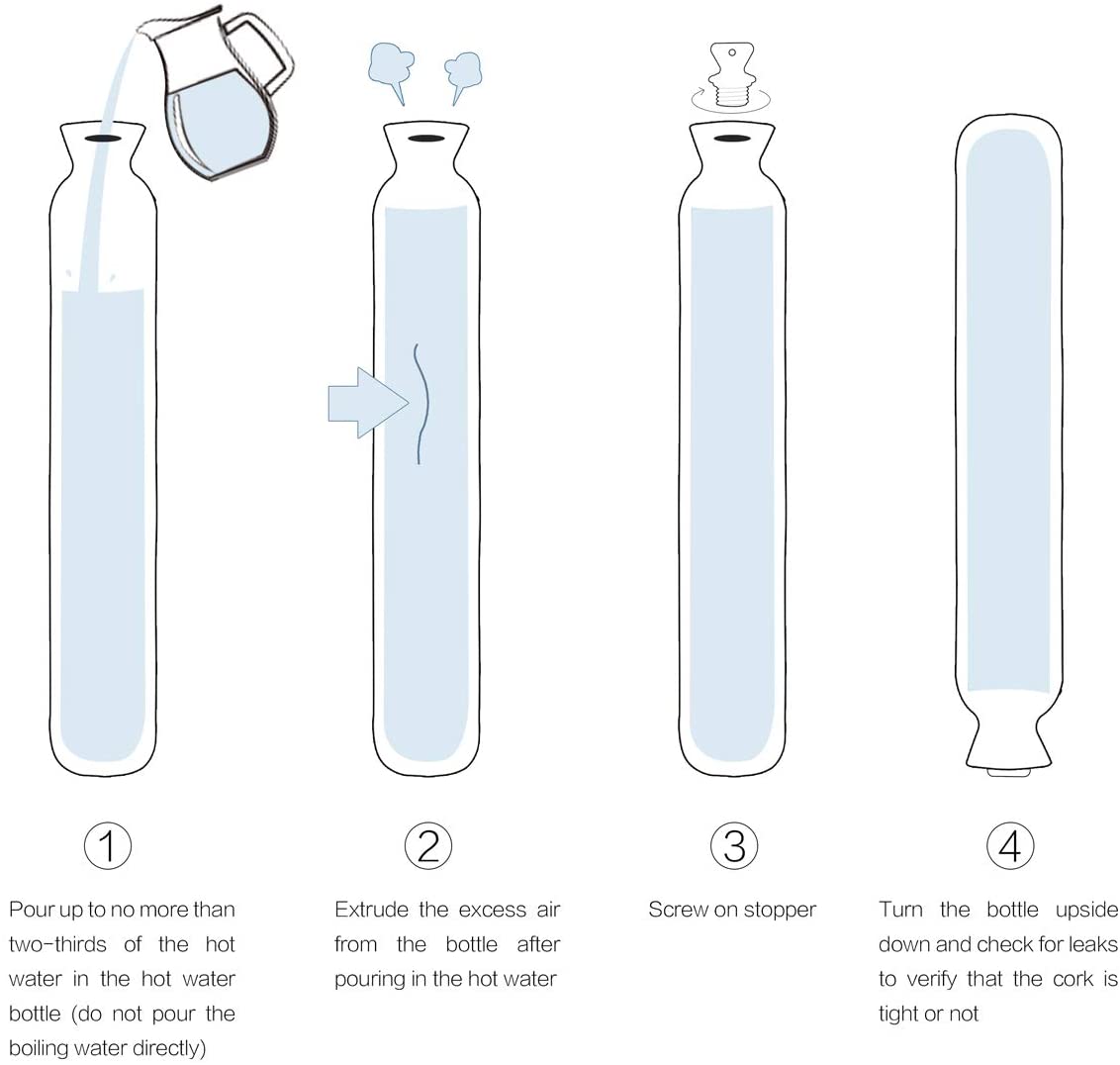Long Stander Water Bottle Bed Warm Waist Back Water Bottle With Super Soft Plush Material Cover 2L Pure Natural Rubber