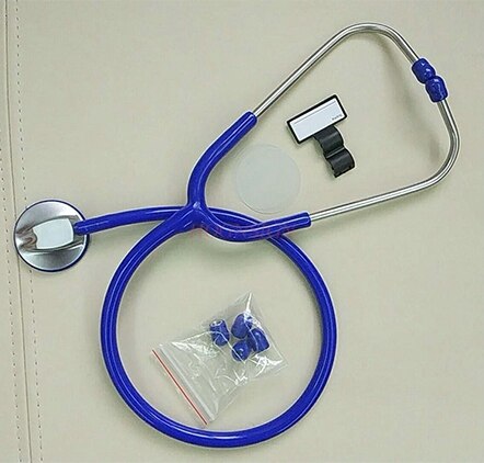 Caja de de estetoscopio trasero de plata de lujo para niños y adultos, auricular universal de un solo tubo: no3