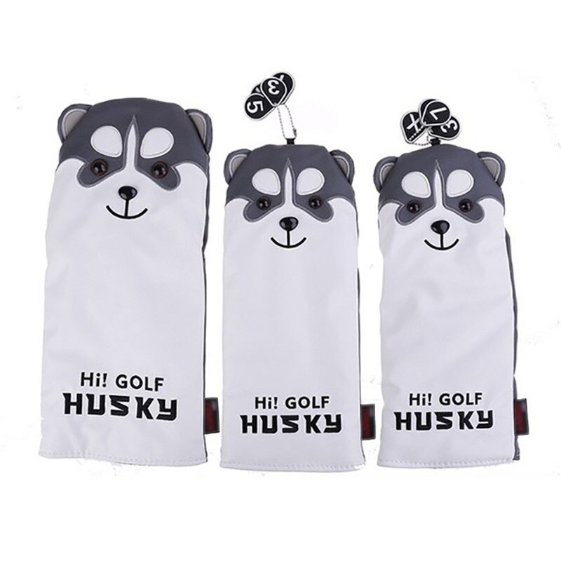 Leuke Husky Golf Driver Head Cover Cartoon Dier Fairway Hout PU Lederen Golf Putter Hoofddeksels Anti Dust Golf Club Cool cover