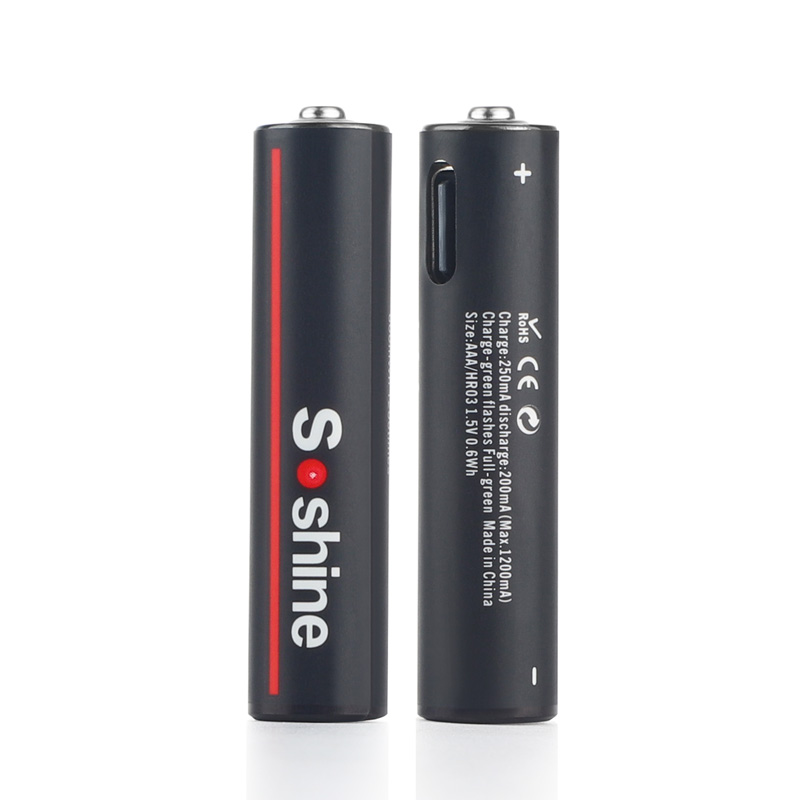 Batterie al litio USB Soshine da 600 mWh Batteria ricaricabile da 1,5 V AAA 600 mWh Ciclo di 1200 volte per topo giocattolo senza fili con telecomando: Oro