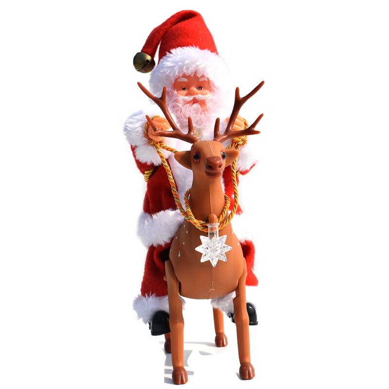 Weihnachten Plüsch Spielzeug Elektrische Santa Claus Reiten ein Reh Musik Kasten Spieler Dekoration Spielzeug