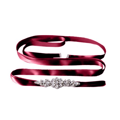 TRiXY S45 Handgemaakte Bruiloft Riemen Kristal Trouwjurk Riem Bruiloft Accessoires DIY Bruid Bridal Sjerpen Bridal Riemen: wine red