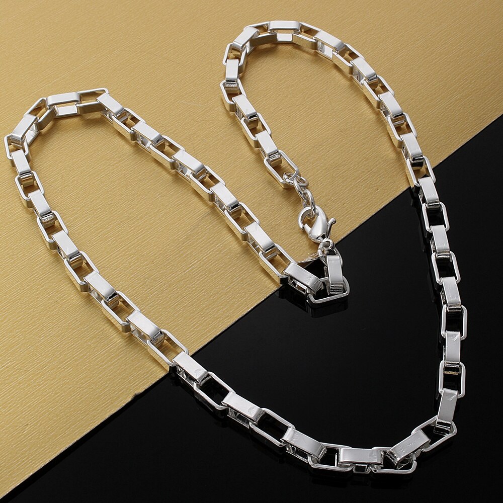 Charme 925 Sterling Silber Armbänder halskette Schmuck-einstellen für männer klassische 5MM lange Kasten Kette 20 Zoll Party weihnachten