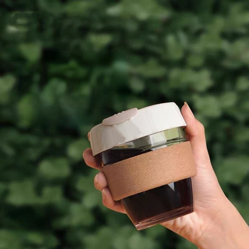 Siliconen Koffie Cup 350Ml Glas Koffie Handige Cup Draagbare Siliconen Glazen Beker Cup Wijnglazen