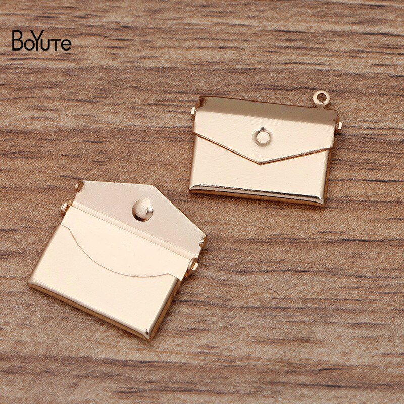 BoYuTe (10 Pieces/Lot) 15*20MM Metal Brass Envelope Photo Locket Diy Floating Locket Charms for Jewelry Making: 5-KC Gold Plated