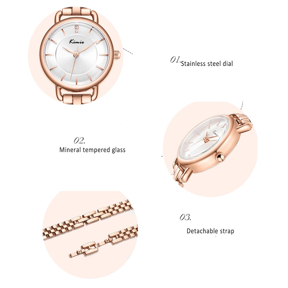 Kimio, reloj de pulsera de cuarzo Simple para mujer, reloj de pulsera de acero inoxidable, reloj de resistente al agua, relojes de vestir para mujer, reloj femenino