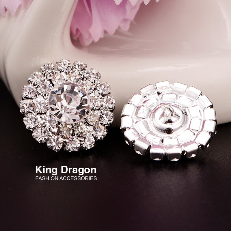 Botón de diamante de imitación transparente utilizado en decoración de ropa o utilizado en diadema 20MM 20 unids/lote, Color plateado, botón trasero, tienda KD173