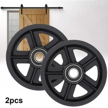 2pcs Sliding Barn Door Hardware Rollers Door Pulley Wheels Cabinet Hanging Rail Roller Closet Hardware Set