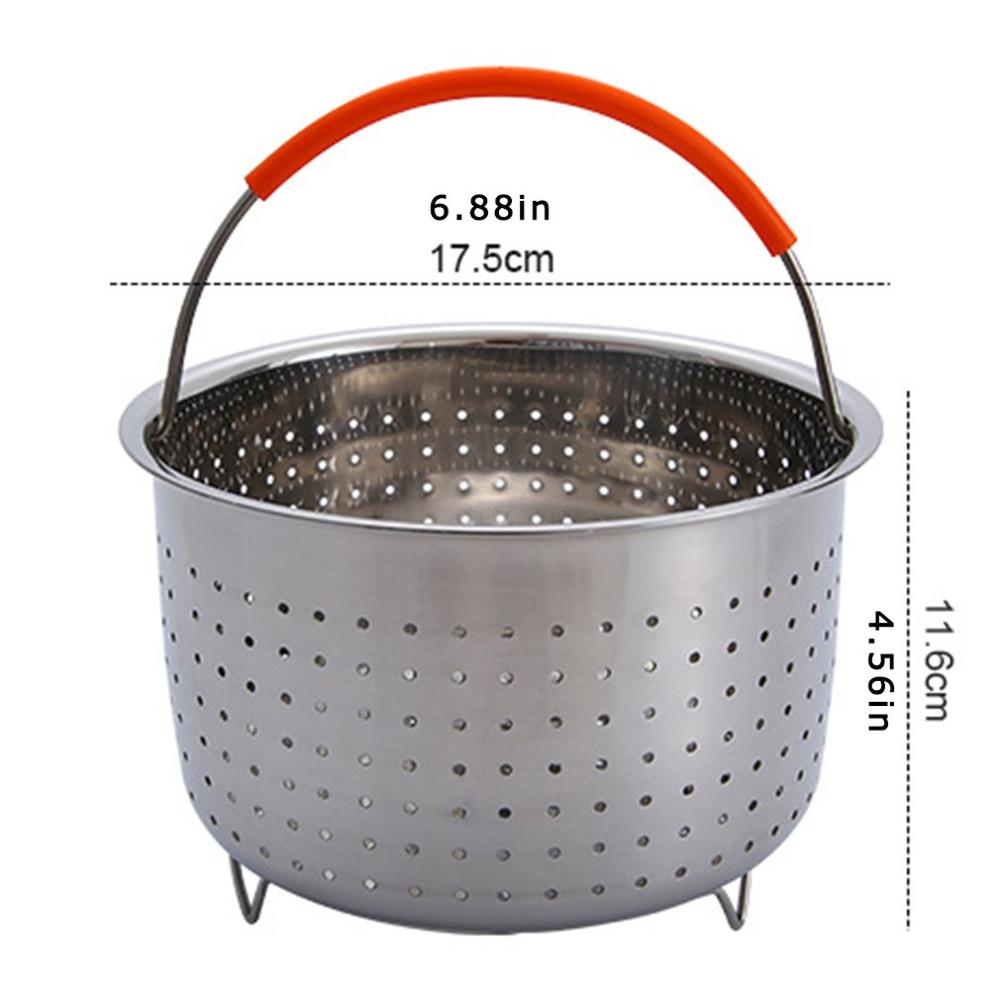 304 Stainless Steel Steamer Basket Instant Pot Accessories for 3/6/8 Qt Instant Pot Pressure Cooker with Silicone Covered Handle