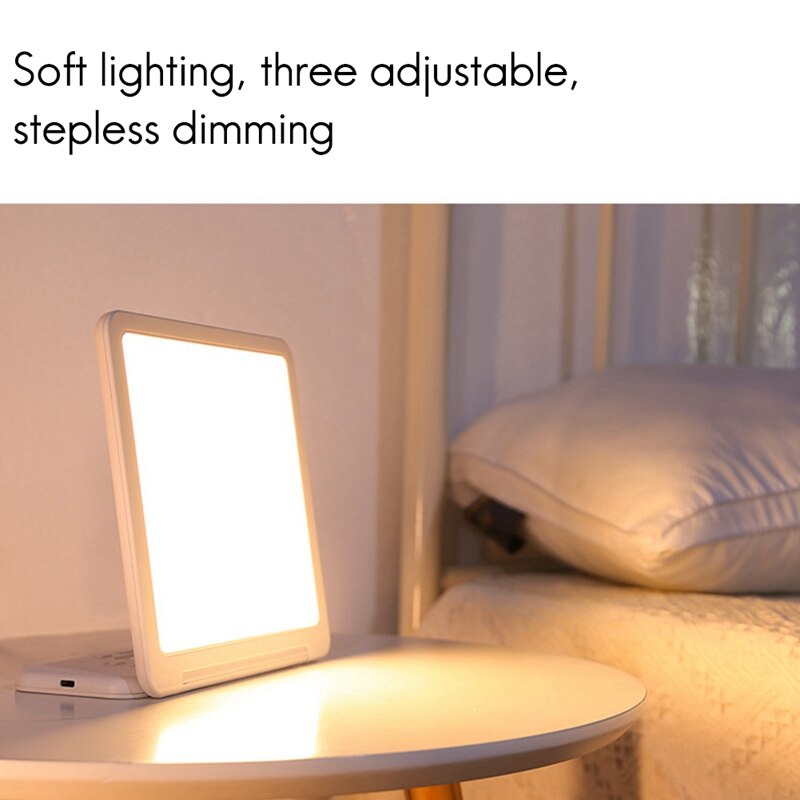 Light Therapy Lamp, UV-Free 10000 Lux LED Light, Adjustable Brightness Levels, Press Control, Alarm Function