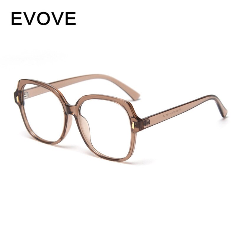 Evove gafas de ordenador mujeres hombres transparente claro tinte lente Anti reflejo azul INS falsas gafas sobredimensionadas puntos de empollón: Marrón