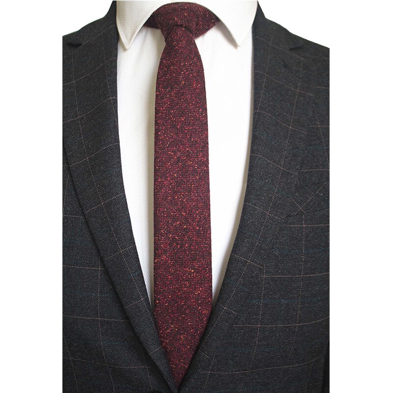 JEMYGINS Wool Ties For Men 6cm Slim Solid Plaid Neck Tie Skinny Vestidos Cashmere Necktie Cravat Accessories Box