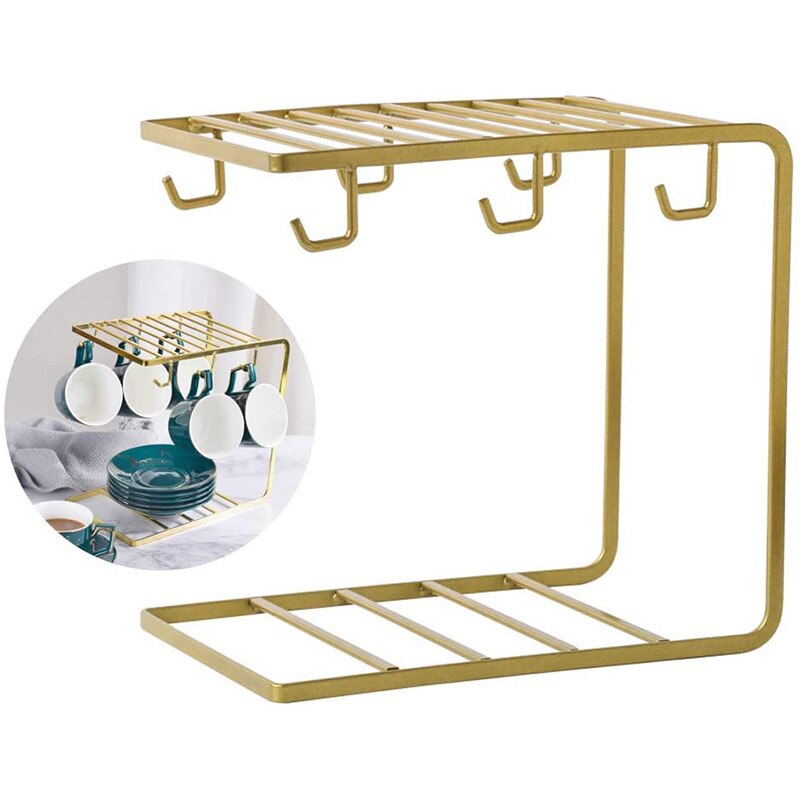 6 kroge metal kaffekrus kopholder stativ kaffekop, opbevaringsstativ, tørre display stativ glod cnim