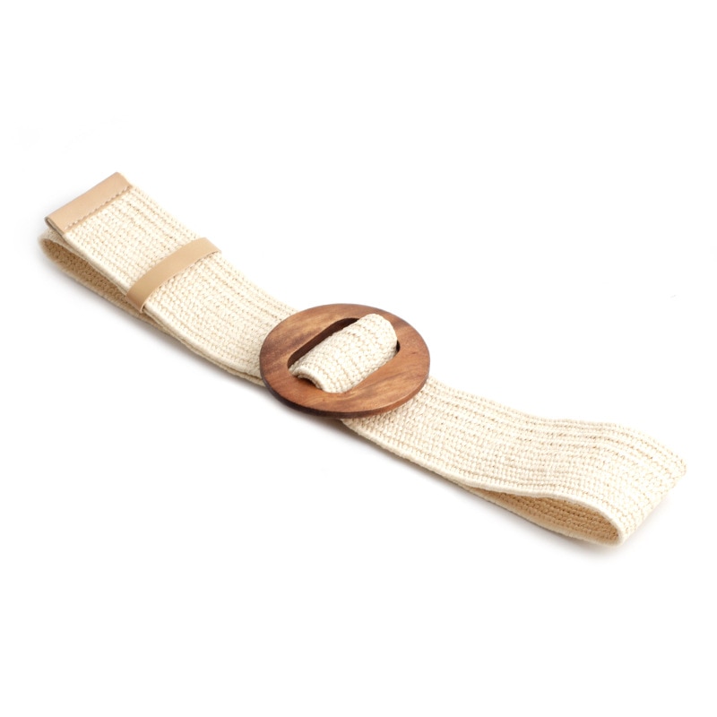 4.8cm dames gevlochten elastische riem ronde gesp vierkante knoop gordel bamboe gesp houten gesp jade gesp riem
