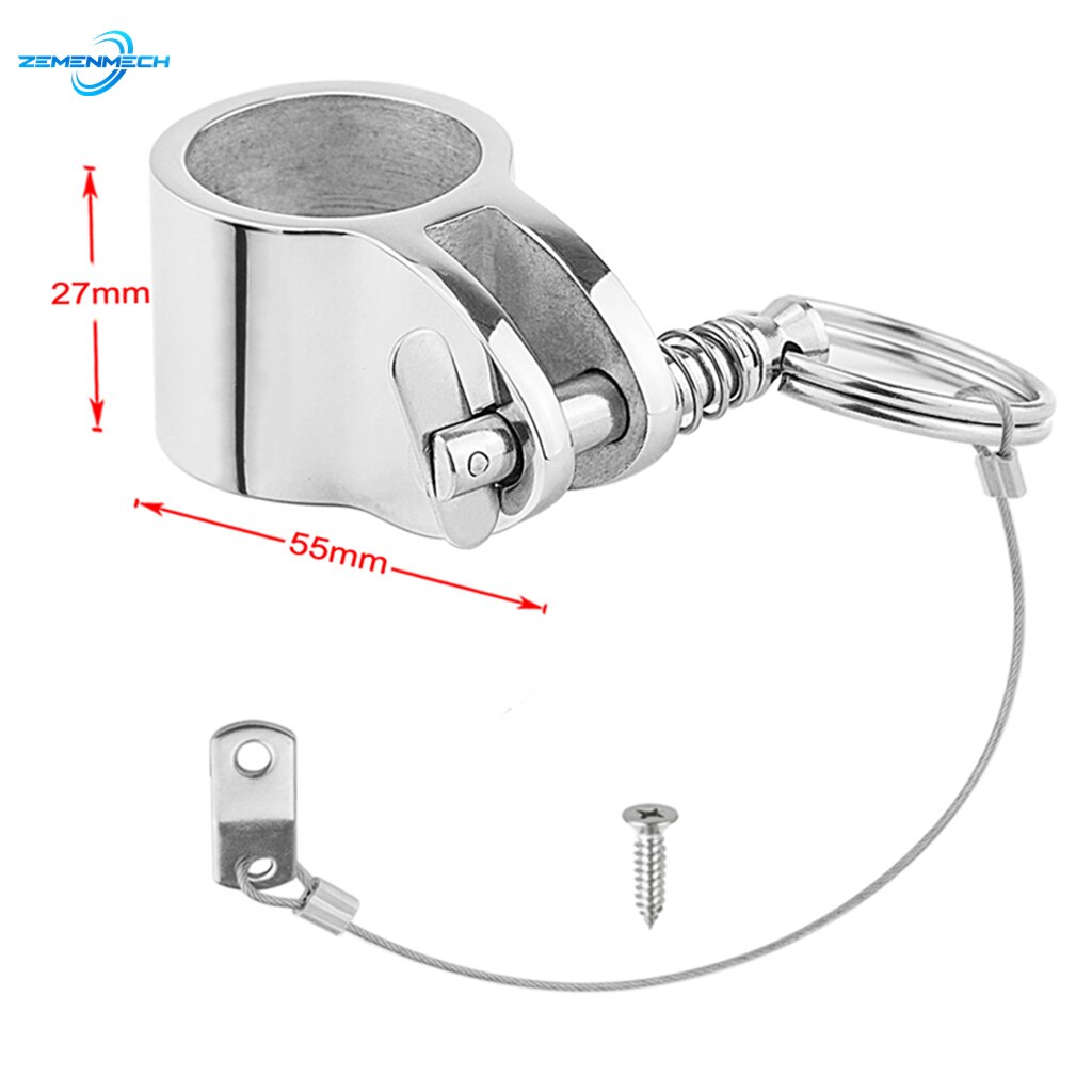 316 Stainless Steel Jaw Slide Clamp With Quick Release Pin Connecting Rope 1 inch 25mm Bimini Top Hinged Slide Fitting Hardware