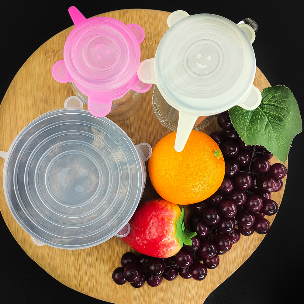 6 Pcs Silicone Stretch Lids Keeping Fresh Seal Reusable Bowl Pot Lid Cover Pan Cooking Eco-Friendly Kitchen Accessories