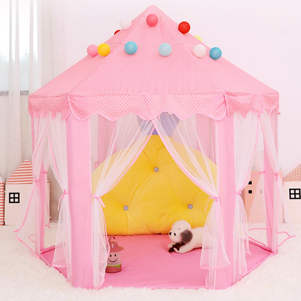 Kinder Spielen Zelt Spielzeug Rosa Prinzessin Schloss Hexagon Spielhaus Kinder Stern Leuchtet Spielen Zelt Baby Kleine Haus Indoor Outdoor Spielzeug
