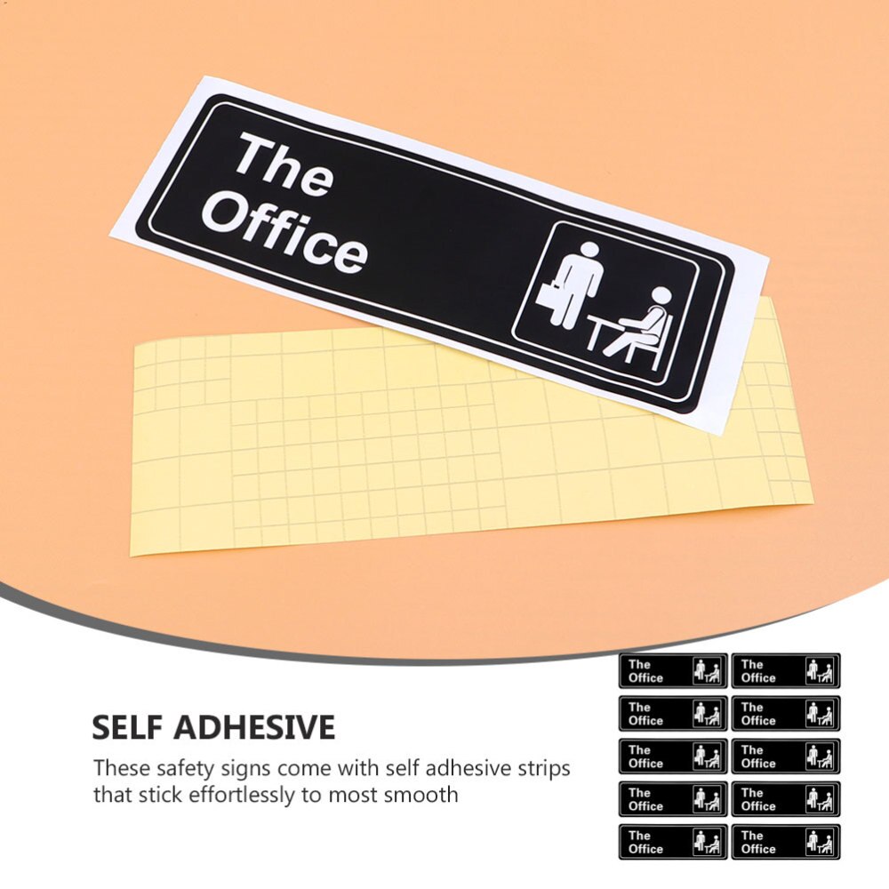 10pcs Practical Office Door Decorative Sticker English Office Door Sign Stickers English Letter The Office Sign Sticker