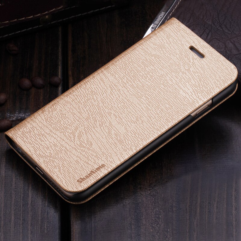 Pu lederen telefoonhoesje met houtnerf voor huawei  y6p flipcase voor huawei  y6p business portemonneehoesje zachte siliconen achterkant: Goud