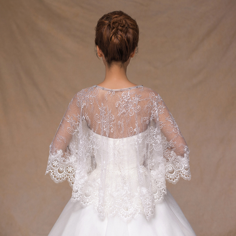 frauen Elegante Elfenbein Spitze Braut Bolero Hochzeit Zubehör Braut Jacken Braut Wraps für Sommer