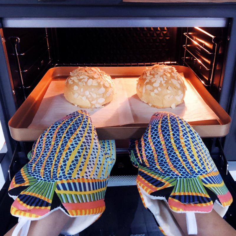 Backofen Handschuhe Lange Baumwolle Backen Isolierung Handschuhe Küche Ofen Handschuhe Kochen BBQ Nicht-Unterhose Handschuhe Heimat Küche Backen Zubehör