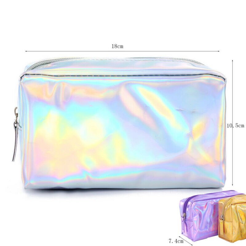 Women Ladies Multi-Function Purse Box Travel Makeup Cosmetic Bag Toiletry Pencil Case Purple Gold Silver