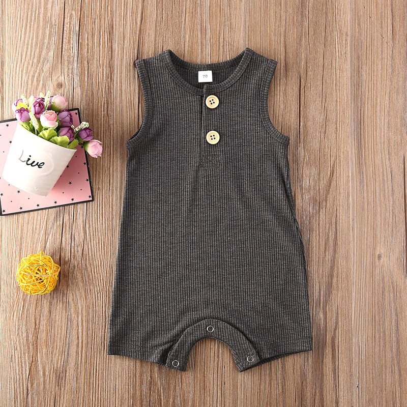 0-18M Summer Newborn Infant Baby Girls Boy Clothes Romper Outfits Sleeveless Cotton Solid Jumpsuit Bodysuit
