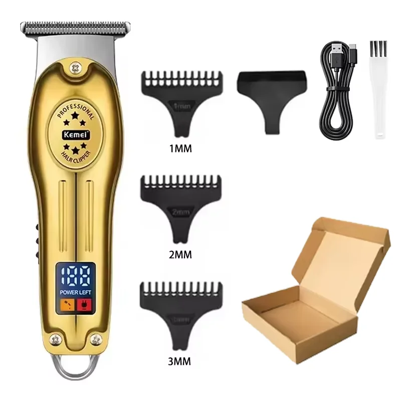 Kemei KM-2628 KM-678 KM Electric Hair Clippers Beard Clipper Rechargeable Men's Shaver Hair Trimmer Kit Men: Silver