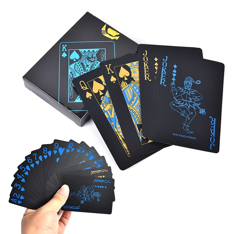 55 pièces/ensemble imperméable à l'eau noir cartes à jouer Durable Poker en plastique PVC Poker