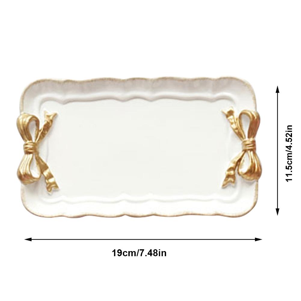Resin Dessert Plate Gold Macarons Color Bow Cake Storage Trays Jewelry Display Storage Tray Food Dish Organizer Decor