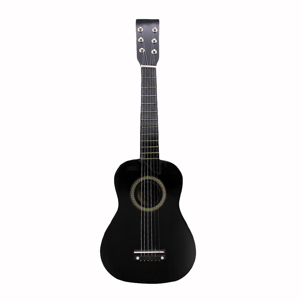 IRIN-Mini Guitarra acústica portátil para niños, instrumento musical de tilo de 23 pulgadas, 12 trastes, 6 cuerdas, con púa y cuerdas: 23inch Black