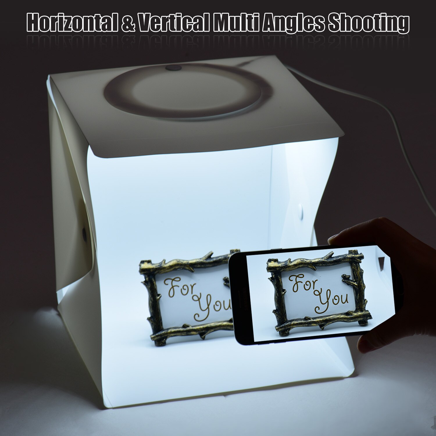 22*23*24cm sammenfoldelig studie lysboks led fotofotografering skydetelt softbox 5500k med hvid sort grøn rød baggrund