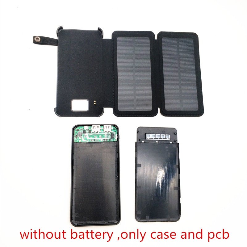 HENGCHANG-funda de Banco de energía plegable con cargador Solar, caja de almacenamiento de batería, desmontable, impermeable, 5v2a, Pcb,