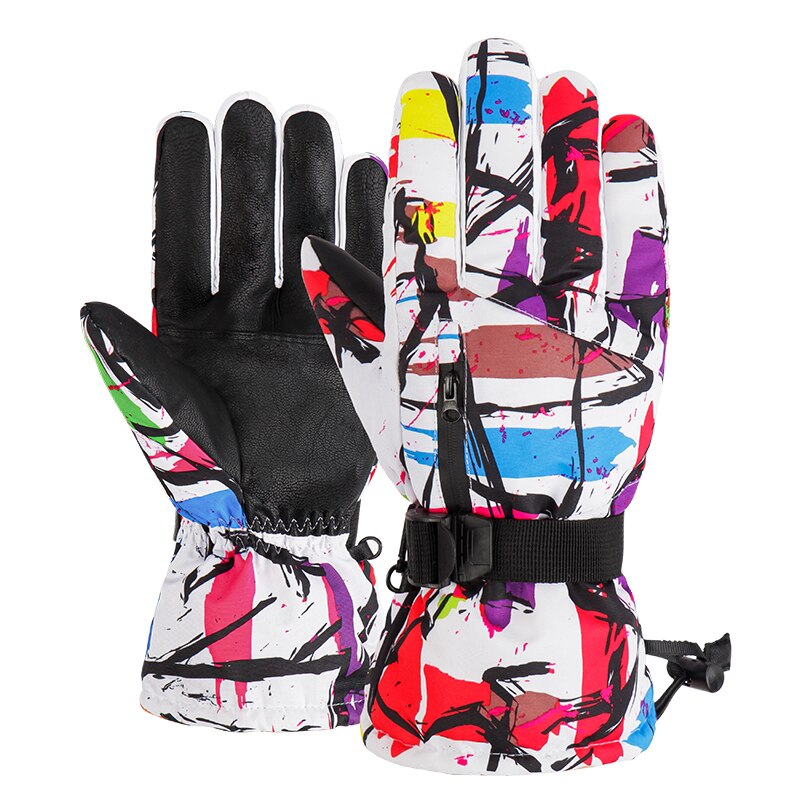 Luvas de esqui com 5 dedos para inverno, luva de esqui de lã térmica impermeável quente para neve, snowboard, motocicleta, inverno