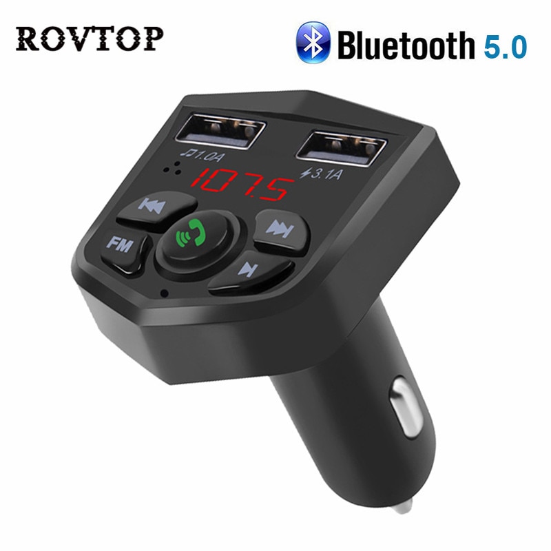 Bluetooth 5.0 Car Kit MP3 Player FM Transmitter Micro SD TF Music Playing LED Dual USB 4.1A Car Charger Voltage Display