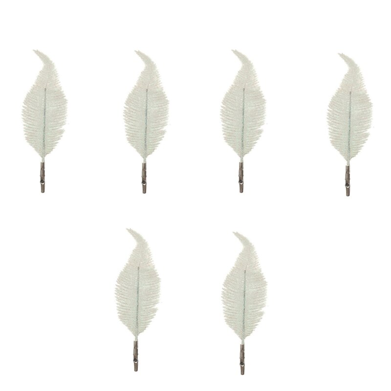 6 stücke funkeln Feder Clip Baum Blatt Schellen Weihnachten Baum Blätter Ornament Dekor 2022 Neue: Weiß