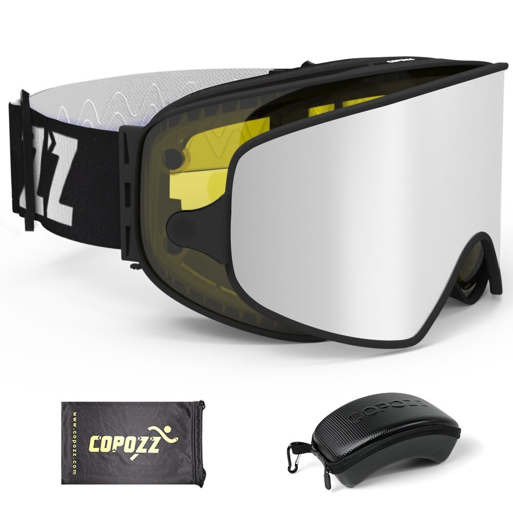 COPOZZ 2 in 1 Ski Goggles with Original Case Double Lenses for Night Skiing Anti-fog UV400 Snowboard Goggles for Men & Women