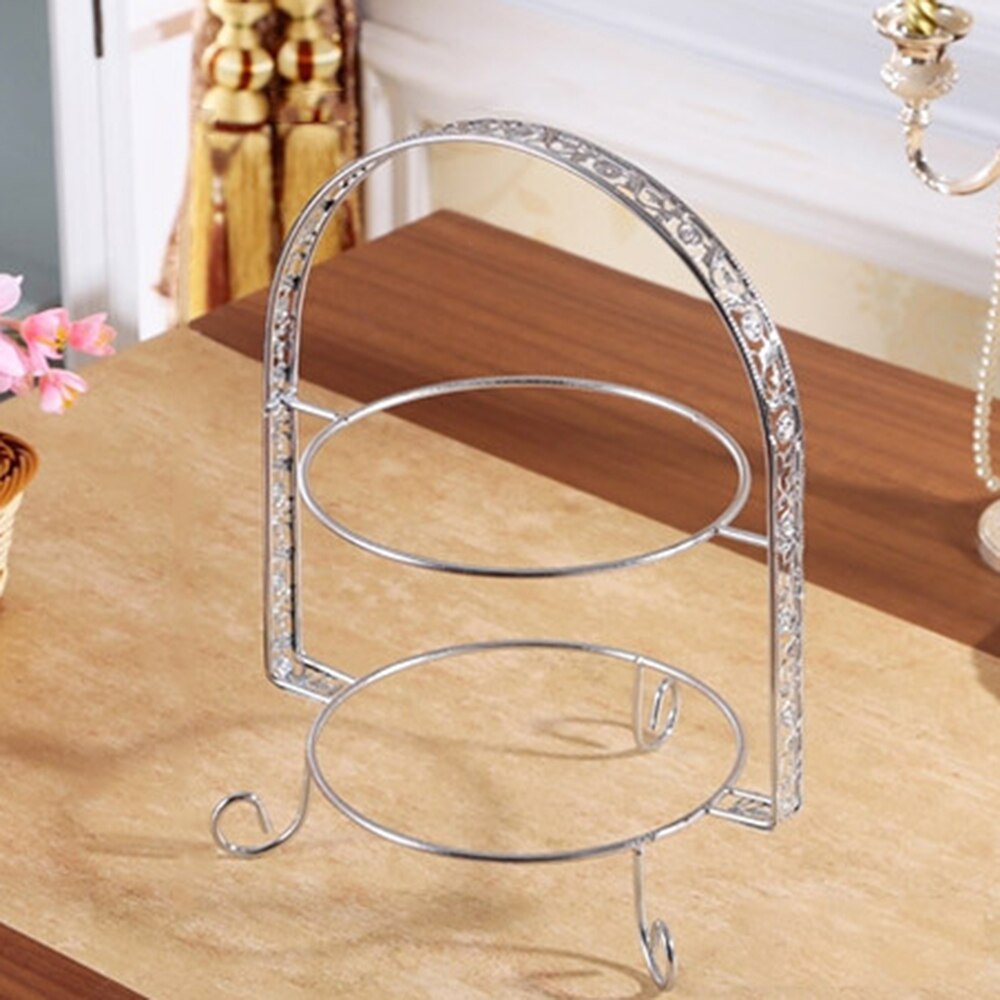 Double Layer Metal Cake Stand Arch-Shaped Display Cake Tray Rack Fruit Cupcake Stand Decorations Dessert Pedestal Wedding Party